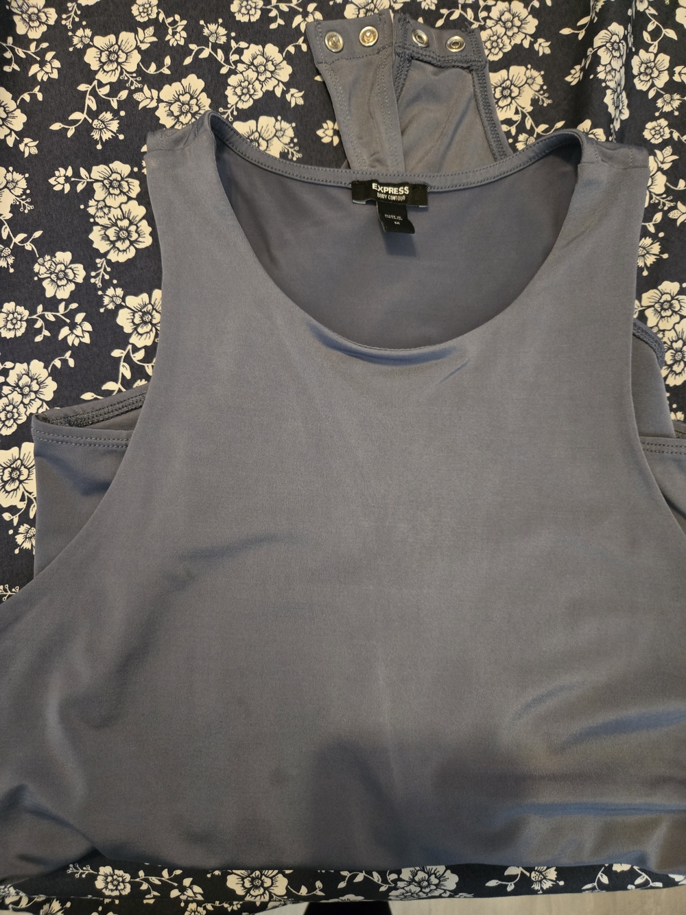 Express Slate Gray Scoop Neck Bodysuit